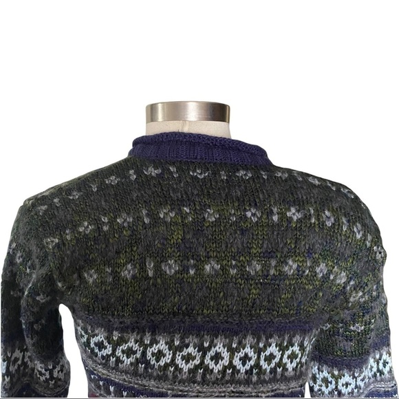 Tangents Multicolored Fair Isle Knit Full Zip Ugly Christmas Sweater Cardigan M - Picture 5 of 11